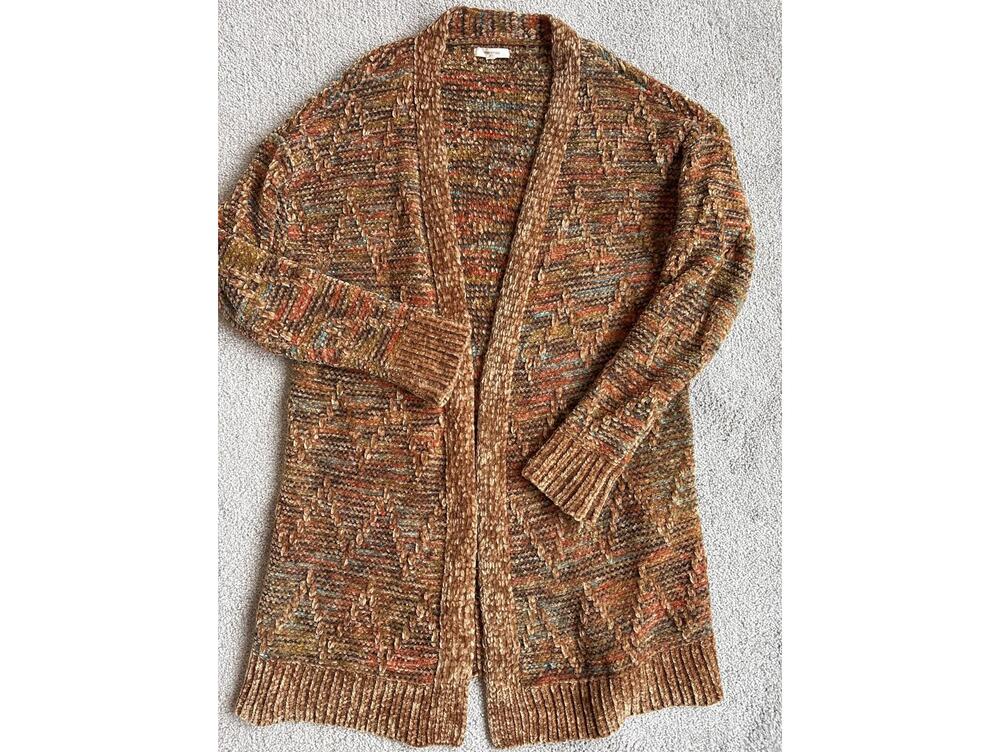 Multicolor Textured Open Front Cardigan Sweater